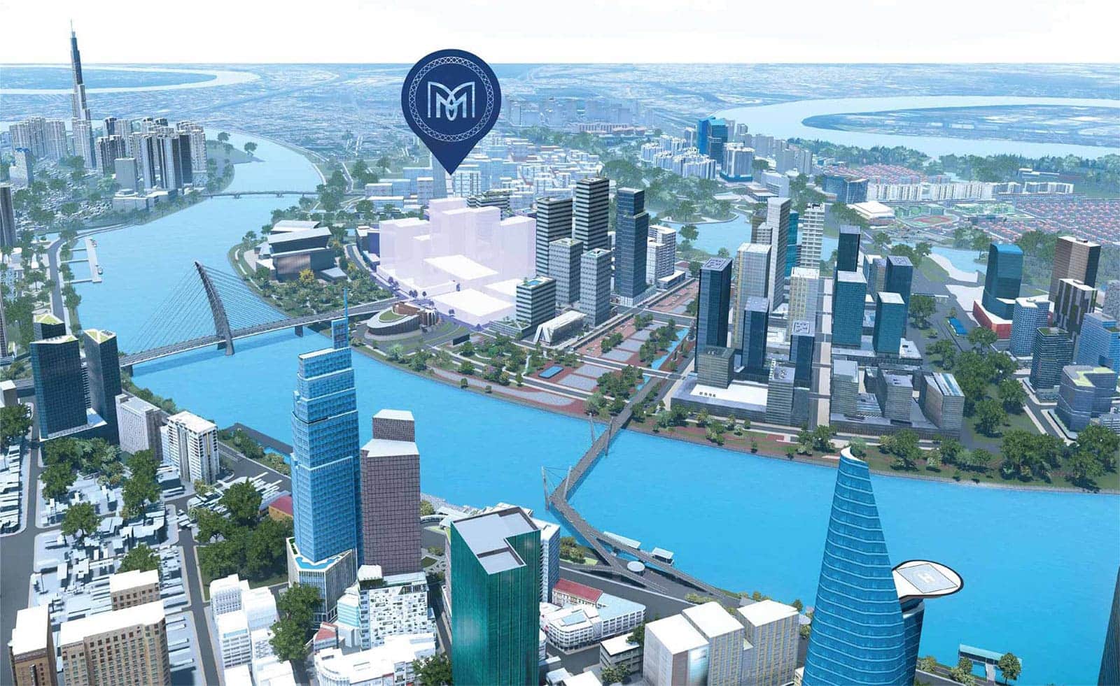 Phối cảnh vị trí dự án The Metropole Thủ Thiêm do Quốc Lộc Phát đầu tư, SonKim Land phát triển.