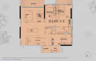Bản vẽ thiết kế layout căn hộ thể hiện sự phân chia công năng vô cùng khoa học, tối ưu hóa diện tích sử dụng thực tế và tạo lập không gian sống rộng rãi, thoáng đãng cho cả gia đình.