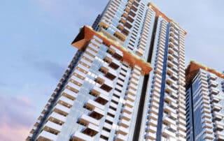 Các tòa tháp tại Megapolis Thủ Thiêm sở hữu ngôn ngữ kiến trúc hiện đại với thiết kế giật tầng độc đáo, tích hợp hệ thống vườn treo trên không giúp tối ưu hóa không gian xanh sinh thái thẳng đứng.